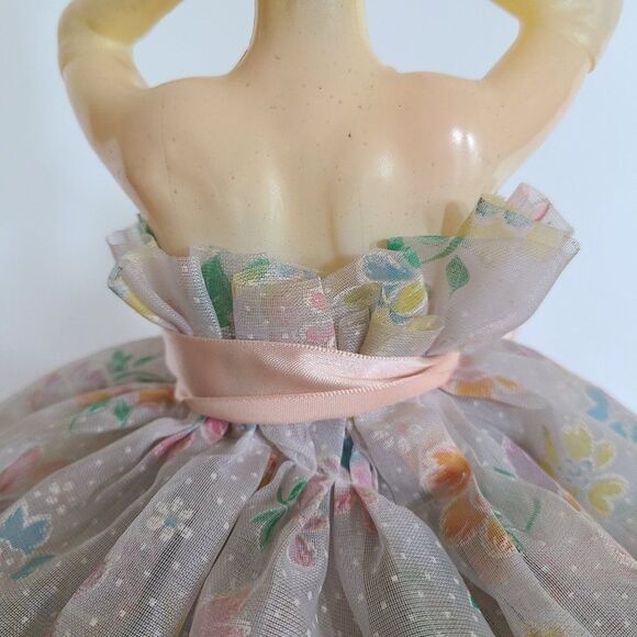 Vintage Lady In Dress MCM Lamp Celluloid Plastic Floral Swiss Dot Hoop Skirt - Picture 11 of 16